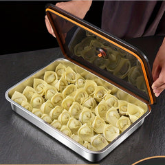 316 Stainless Steel Dumpling Storage Box, Fresh-keeping Square Plate