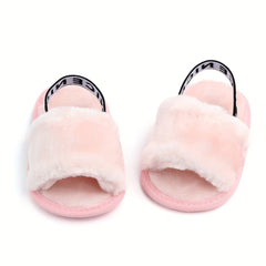 Flower Patterned Slip-on Fabric Shoes for Baby Girls