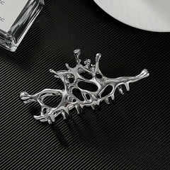 Irregular Butterfly Alloy Hair Claw Clip Silvery Non Slip Strong Hold Hair Clip