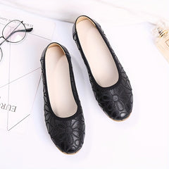 Floral Embroidered Flat Loafers Slip On Soft Sole Casual Walking Flats