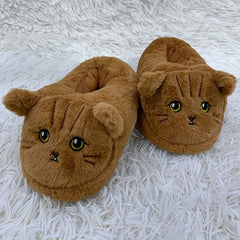 Cartoon Kitten Furry House Shoes For Girls Non Slip Soft Bottom Walking Shoes