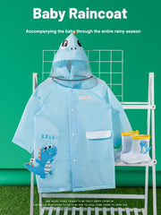 Cartoon Graphic Waterproof Hooded Raincoat Poncho For Kids