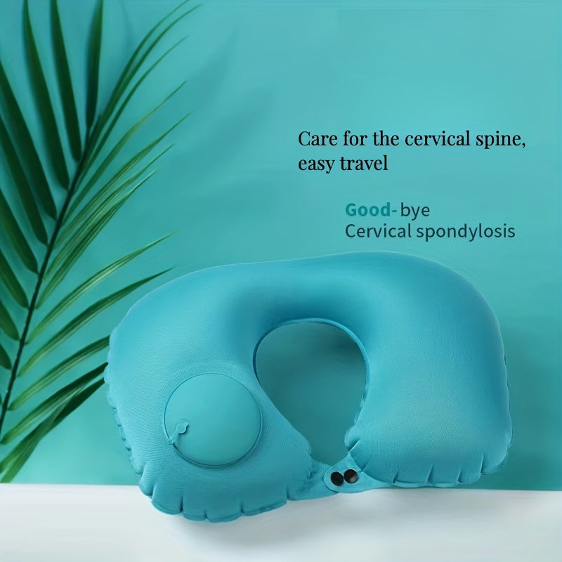 Inflatable U-Shaped Car Neck Pillow for Travel and Office Use