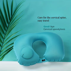 Inflatable U-Shaped Car Neck Pillow for Travel and Office Use