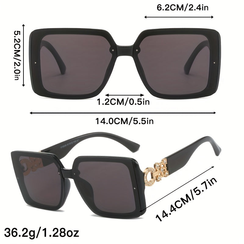 Large Square Sunglasses Rhinestone Decor Anti Glare UV400
