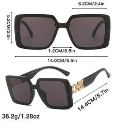 Large Square Sunglasses Rhinestone Decor Anti Glare UV400