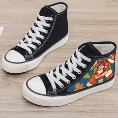 Santa Print Plush Lined Chunky Canvas Sneakers