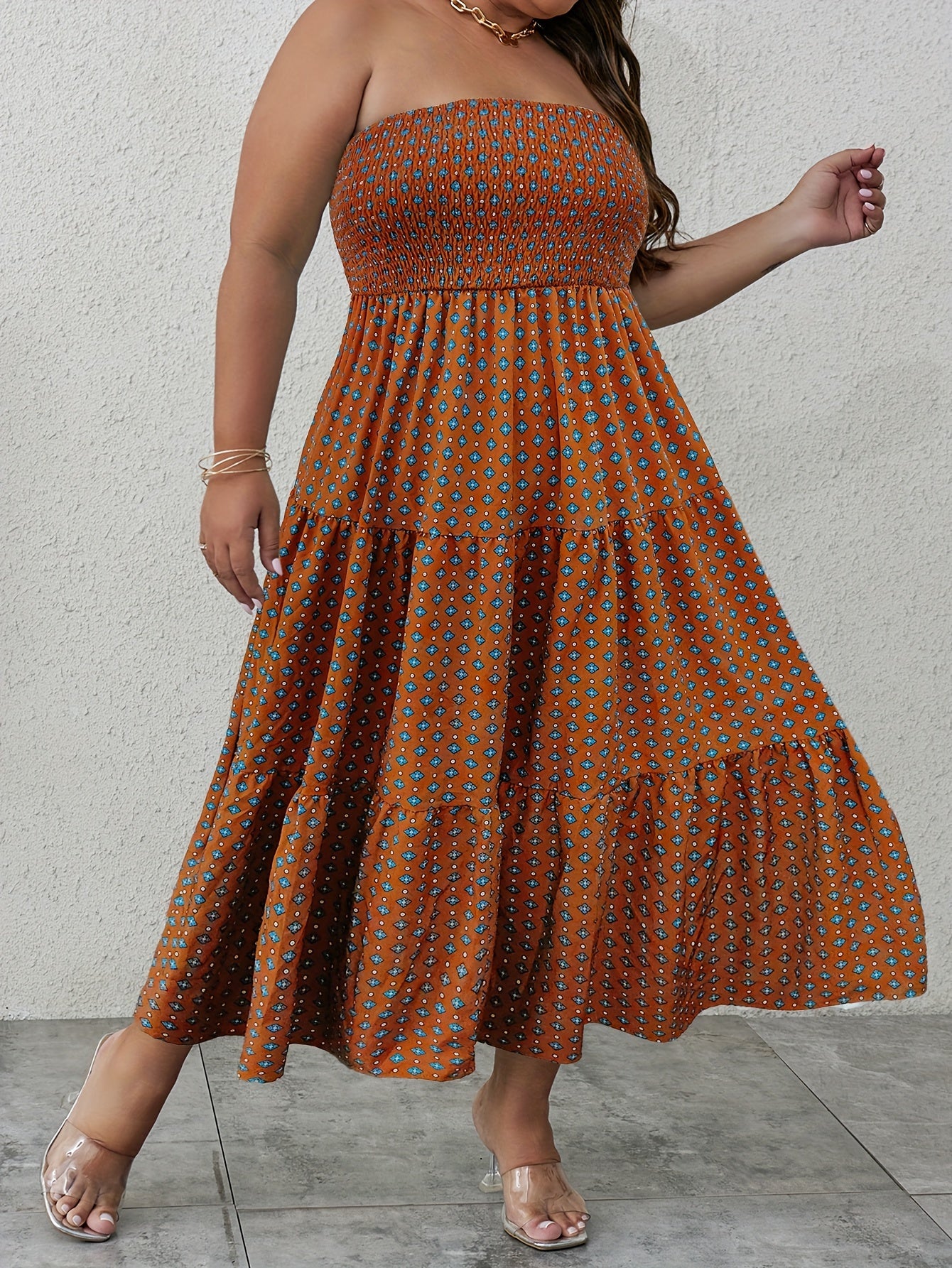 Women's Graphic Print Tube Maxi Dress