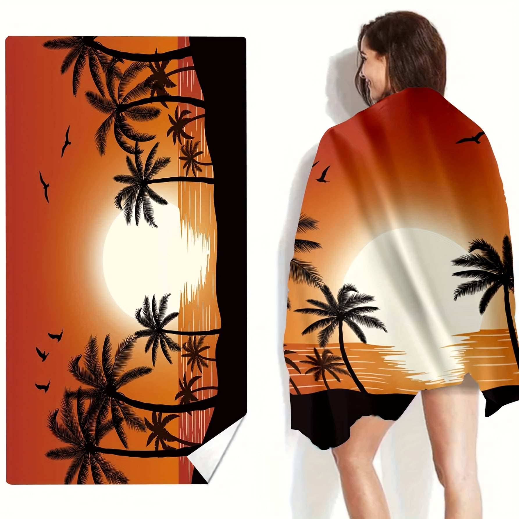 Large Microfiber Beach Towel Coconut Tree Print for Outdoor Sports
