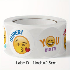 Emoticon Stickers Happy Face Teacher Reward Labels 500 Pieces Roll