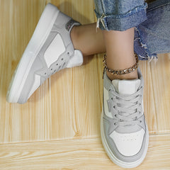 Colorblock Lace Up Skate Shoes Casual Low Top Sneaker Women's Footwear
