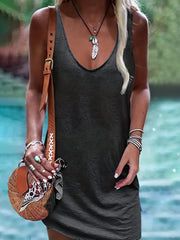 Casual V Neck Sleeveless Tank Dress for Spring & Summer