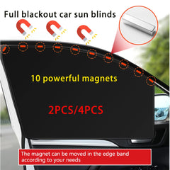 Car Side Window Sunshades Set with Hidden Magnetic Silvery Curtains