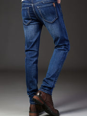 Classic Semi-Formal Stretch Denim Pants Men's Casual Business