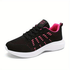 Women's Woven Lace-Up Running Shoes Breathable Sneakers