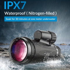 12x50 Waterproof ED Monocular Telescope - Zoom Capable, Lightweight Handheld