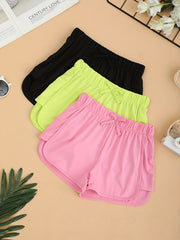 3pcs Girls High Waist Bow Sport Shorts for Kids