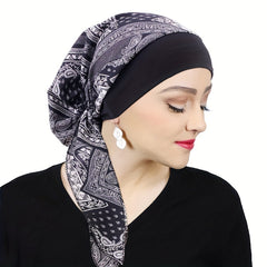 Paisley Print Elastic Bonnet Turban Cap Headscarf
