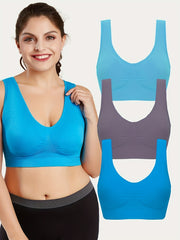3 Pack Plus Size Basic Bras Set Women's Plus