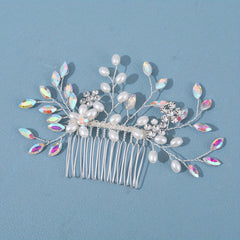 Bridal Hair Comb Wedding Headpiece Faux Pearl Rhinestone Crystal Accessorie