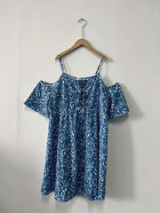 Plus Size Random Print Cold Shoulder Dress