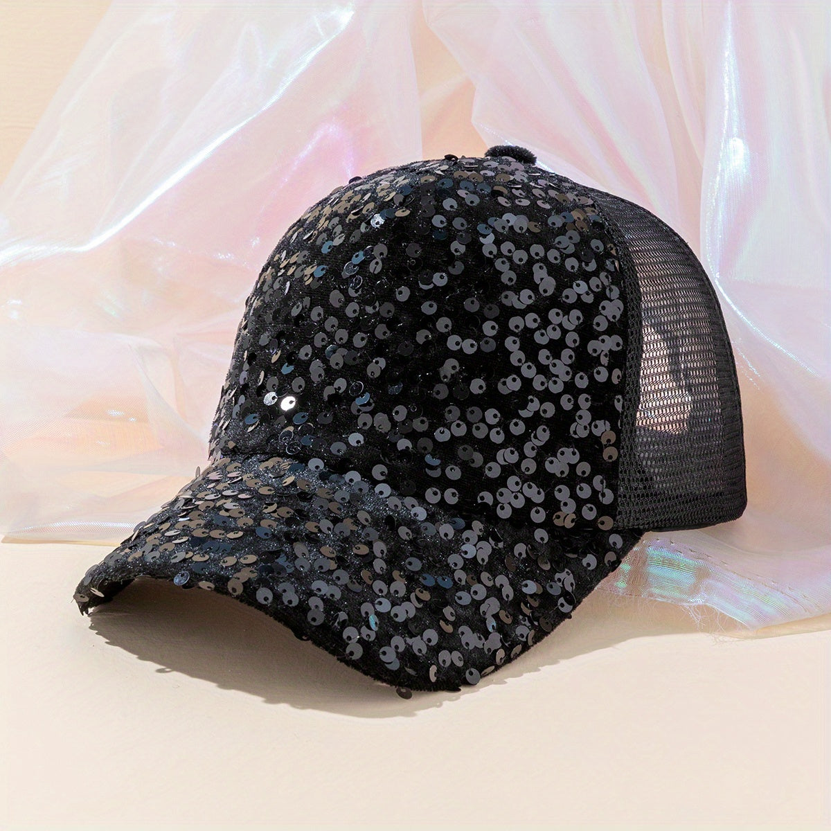 Sequin Sparkly Couple Trucker Hat Hip Hop Mesh Baseball Cap