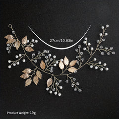 Faux Pearl Hairband Crystal Leaves Headband Bridal Bundle