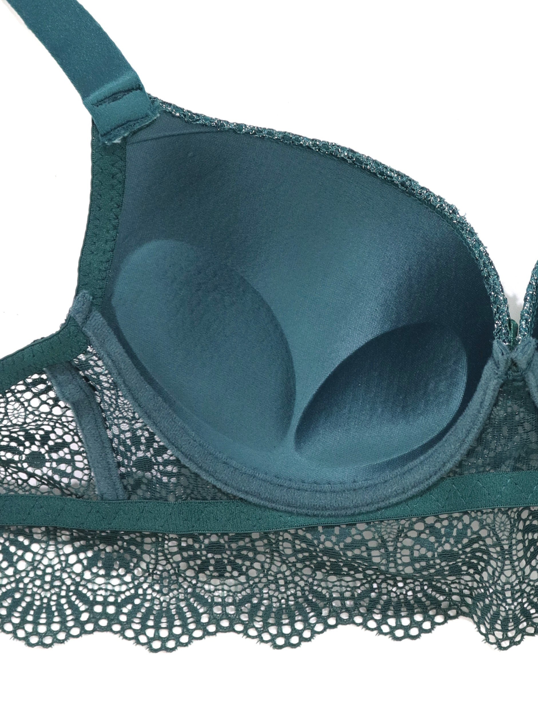 Lace Push Up Bra with Rhinestone Straps