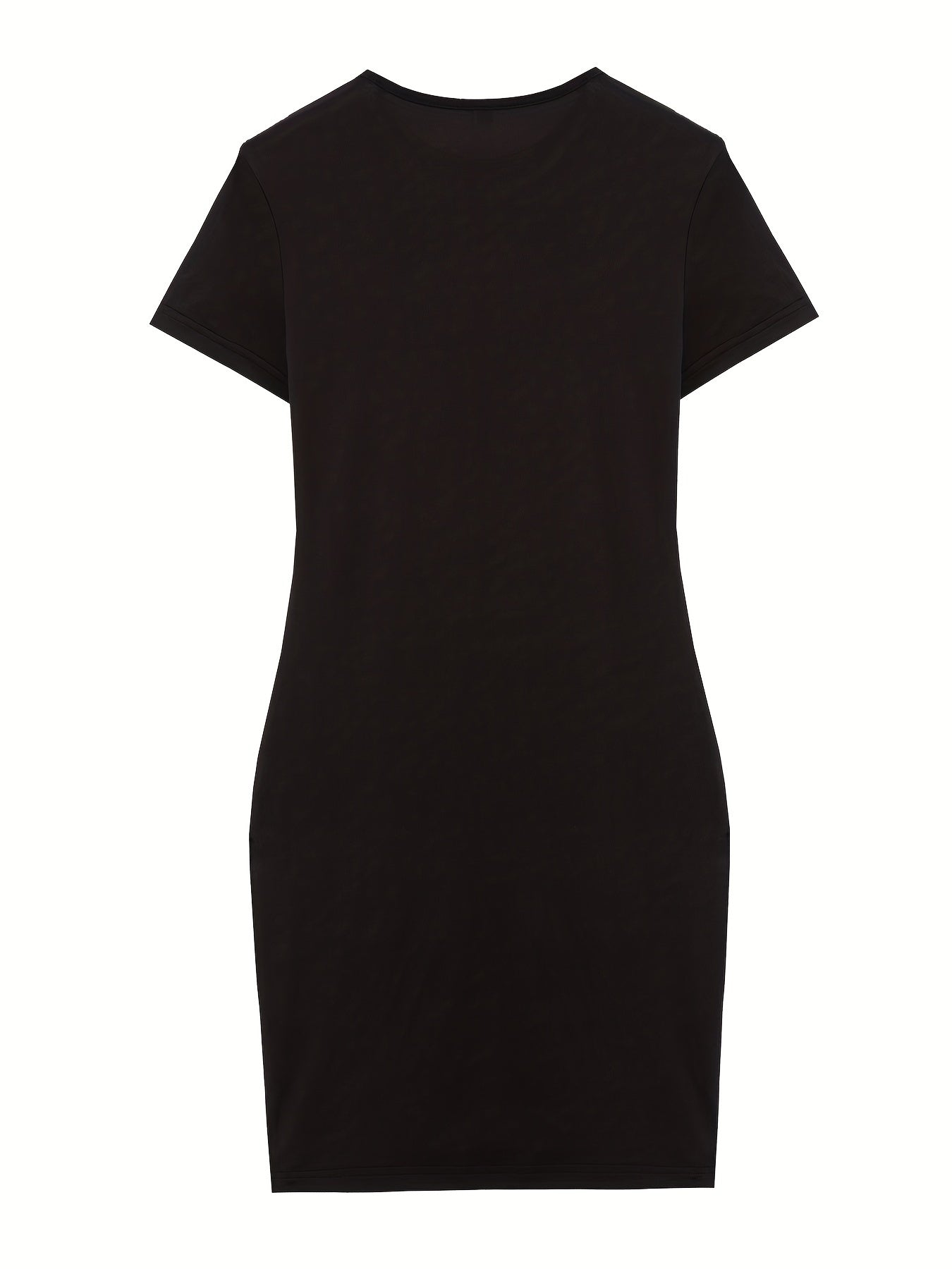 Heart Print Crew Neck Dress Short Sleeve Bodycon Dress