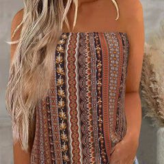 Floral Print Tube Top Sleeveless Summer Casual Top