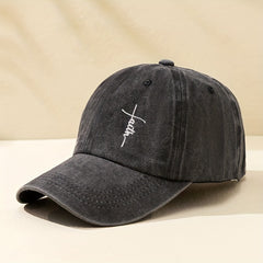Faith Cross Embroidered Baseball Cap Distressed Unisex Dad Hat Sun Hats