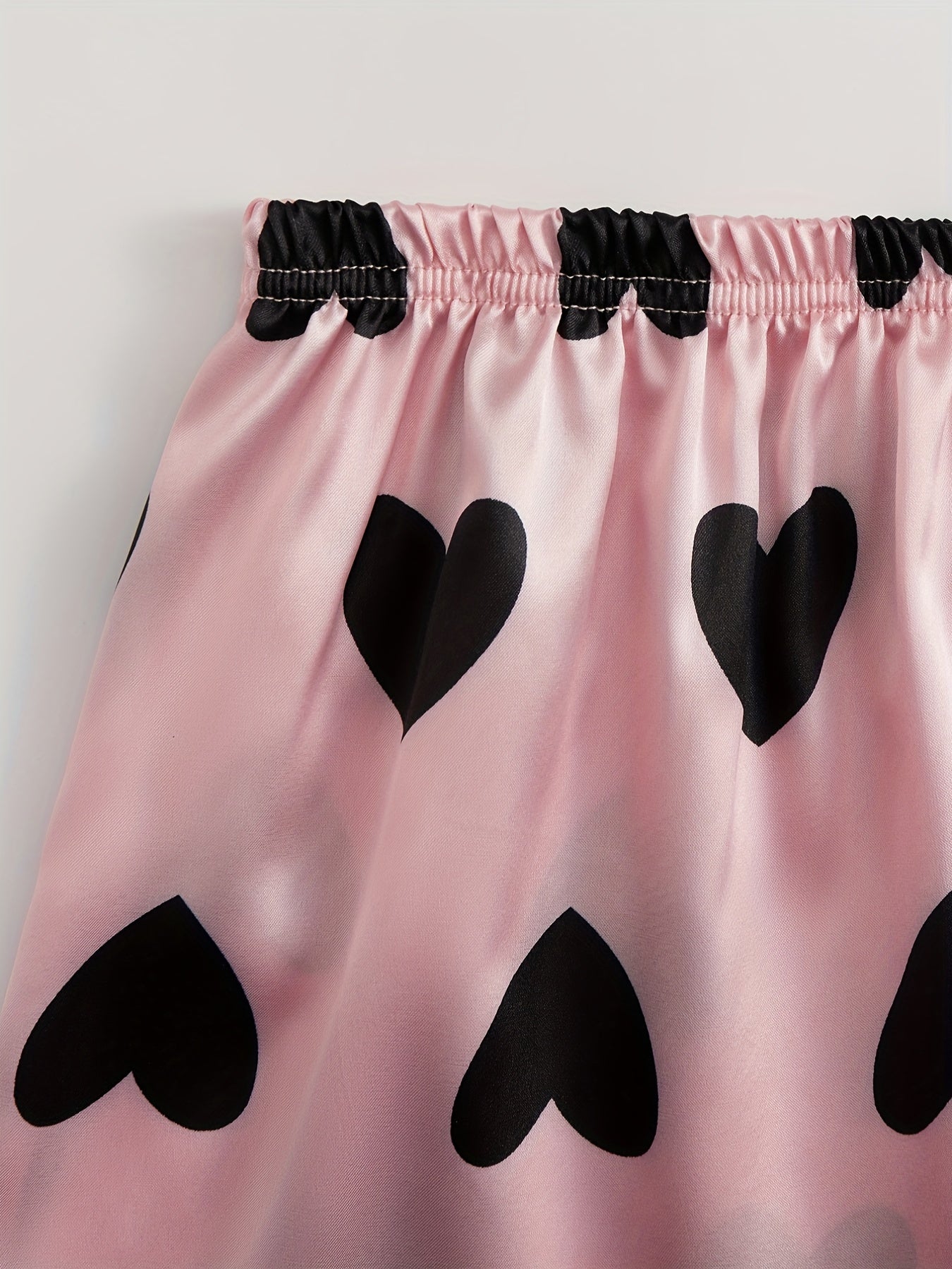 Heart Print Satin Pajama Set