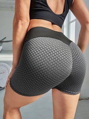 Honeycomb Print Sports Shorts for Women