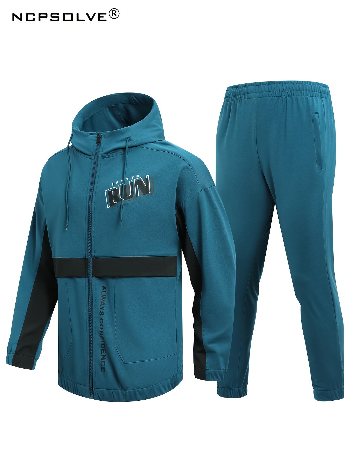 Men's Outdoor Hooded Windbreaker Jacket & Warm Pants