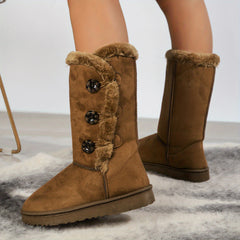 Women's Plush Lined Winter Boots Thermal Snow Boots Warm Mid Calf Boots