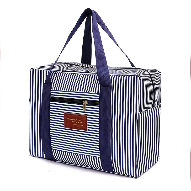 Foldable Carry On Travel Duffel Bag Lightweight Stripes Print Storage Weekender