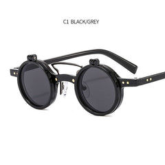 Vintage Punk Round Flip Sunglasses UV400 Shades