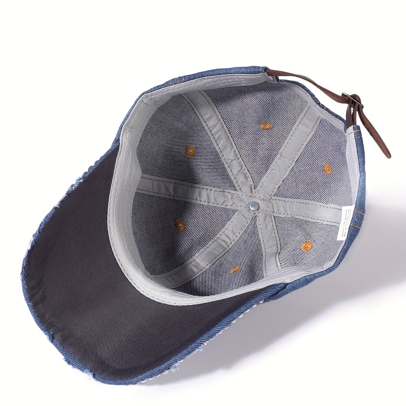 Rhinestone Heart Baseball Cap Denim Distressed Sun Hat Adjustable