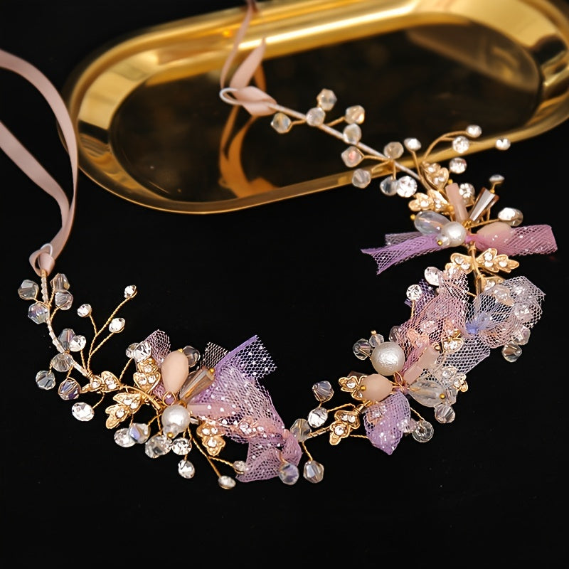 Colorful Crystal Braided Headbands for Bride