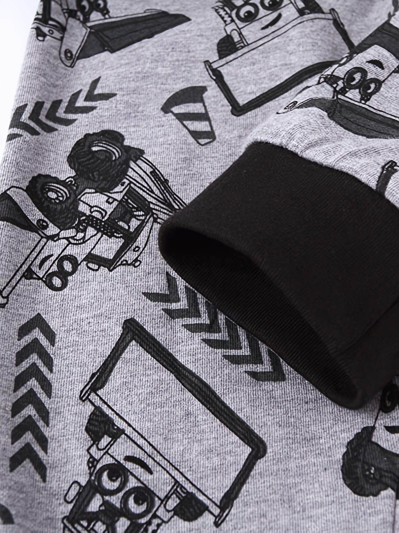 Boys Excavator Print Pajamas Set - Long Sleeve Top & Pants