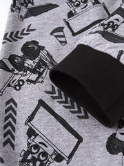Boys Excavator Print Pajamas Set - Long Sleeve Top & Pants