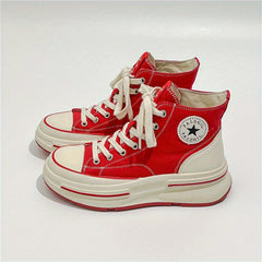 Women's High Top Canvas Shoes Lace Up Platform Skate Casual Sneakers