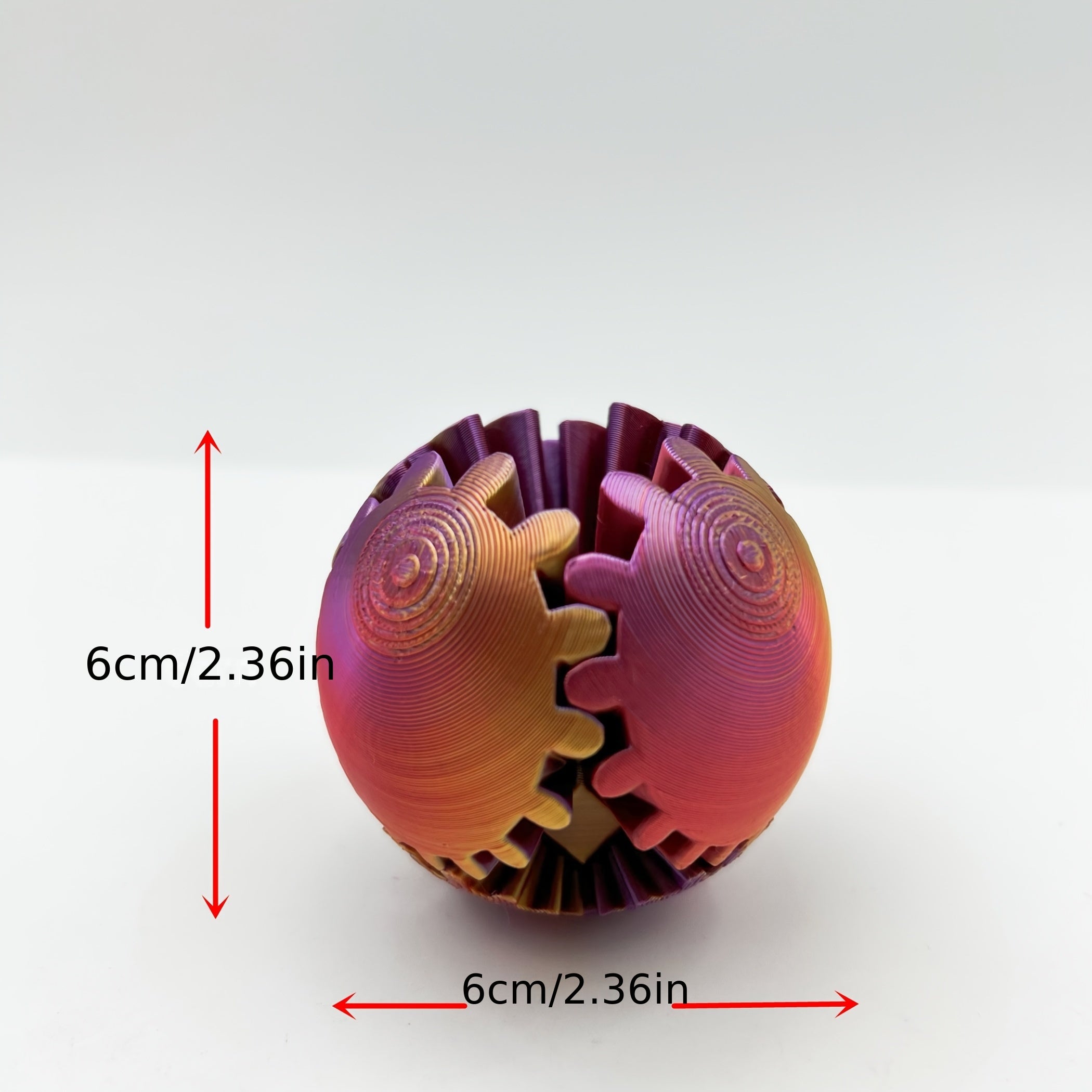 3D Printed Multicolor Gradient Gear Ball Spinning Sphere Stress Relief Model