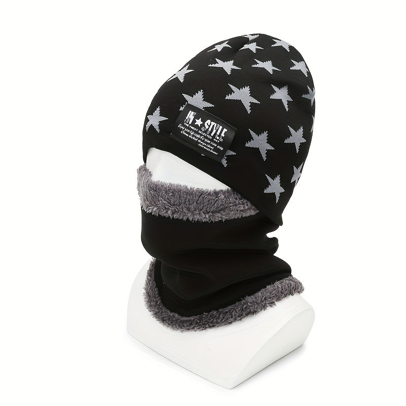 Men's Winter Knit Beanie Hat Coldproof Warm Velvet Ear Protection