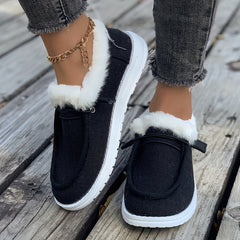 Plush Lined Thermal Snow Boots Low Cut Warm Round Toe Flat Shoes