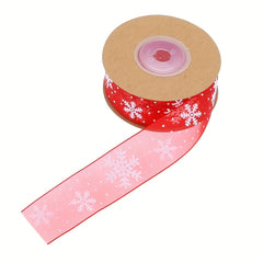 10 M Christmas Ribbon Craft Organza Ribbon Snowflake Red