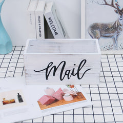 Retro Wooden Storage Box Mail Organizer