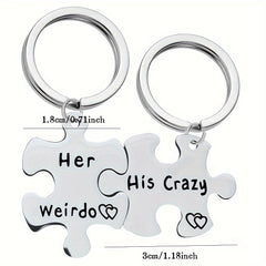 Couple Keychain Stainless Steel Keyring Backpack Pendant Gift