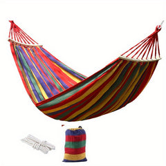 Portable 2-Person Striped Hammock for Garden Travel Camping