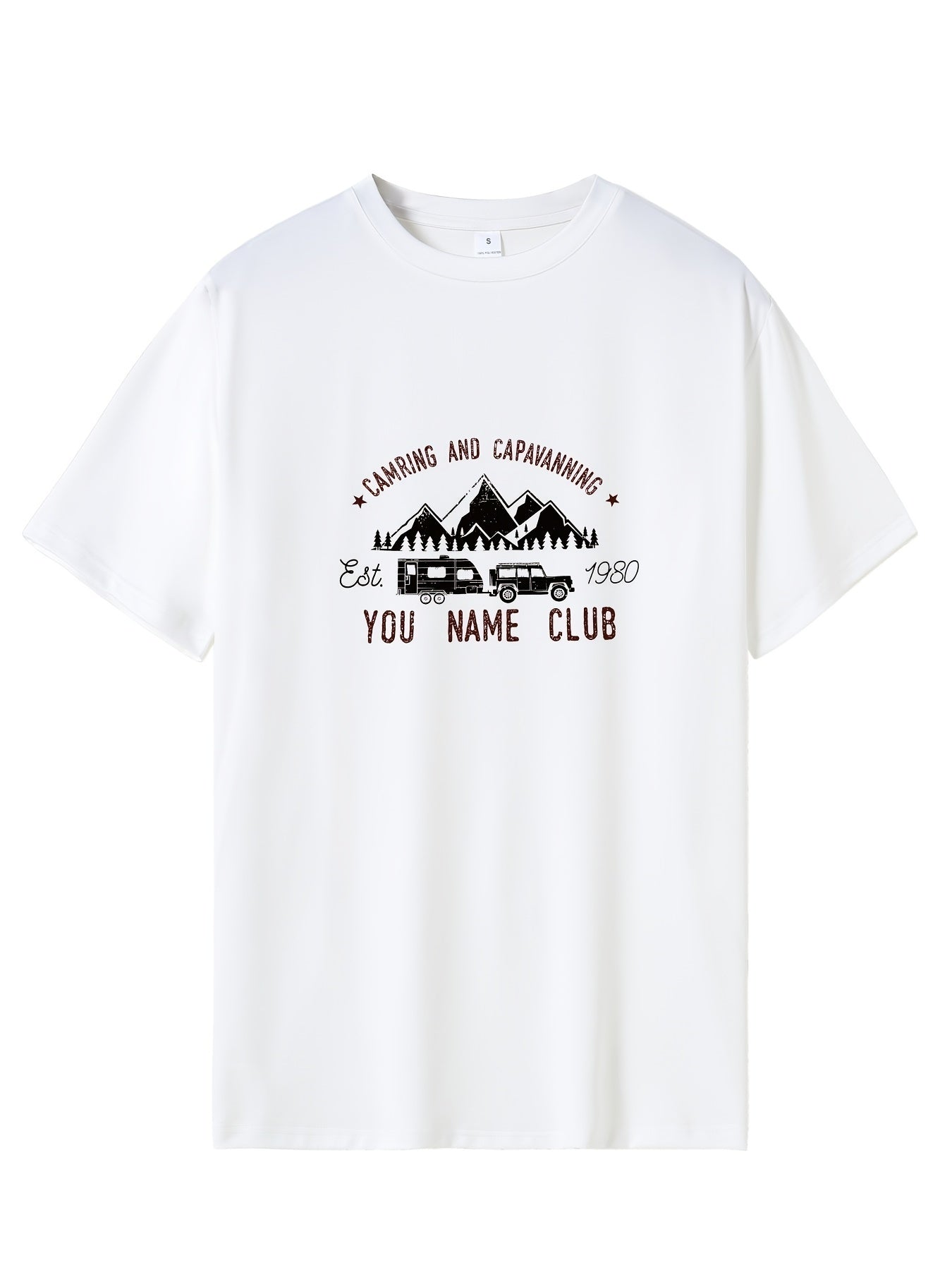 Mountain Top Camping Print Men's Graphic Crew Neck T shirt
